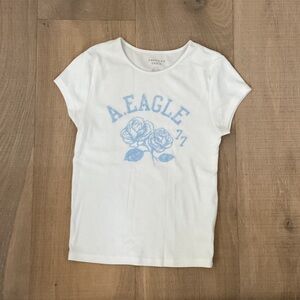 American Eagle Light Blue and White Design Shirt